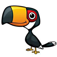 Цветной вариант раскраски птица тукан