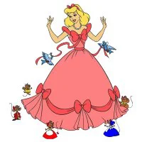 Цветной вариант раскраски золушка с птичками