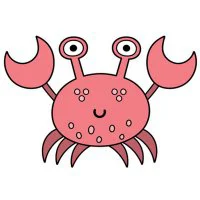 Цветной вариант раскраски краб