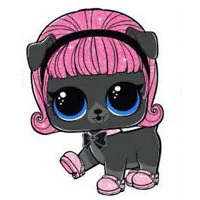 Цветной вариант раскраски лол питомцы мадам щенок