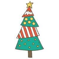 Цветной вариант раскраски новогодняя елка