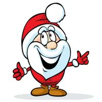 Цветной вариант раскраски смешной дед мороз