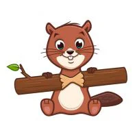 Цветной пример раскраски маленький бобреныш