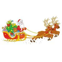 Цветной пример раскраски дед мороз и олени