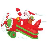 Цветной пример раскраски санта-клаус на самолете