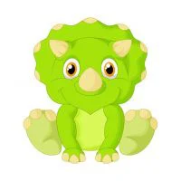 Цветной вариант раскраски маленький динозаврик