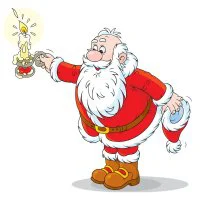 Цветной вариант раскраски дед мороз со свечкой