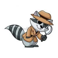 Цветной пример раскраски енот детектив