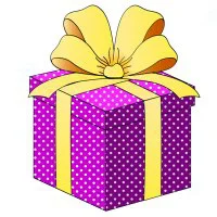 Цветной вариант раскраски новогодний подарок