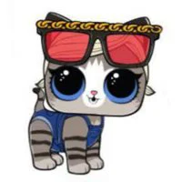 Цветной вариант раскраски лол питомцы шорти китти (коротышка котенок)