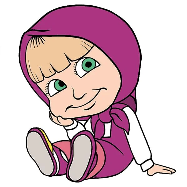 Цветной вариант раскраски милая маша