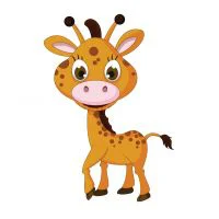 Цветной вариант раскраски жирафик на прогулке