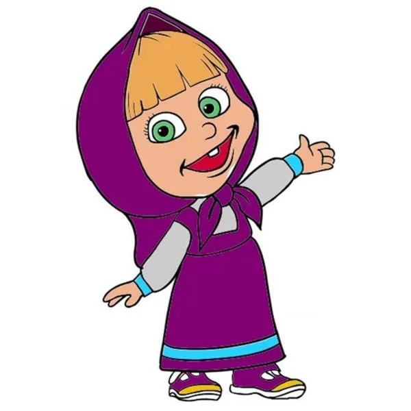 Цветной вариант раскраски довольная маша