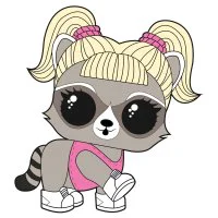 Цветной вариант раскраски лол питомцы енот. ох, бандит бандит