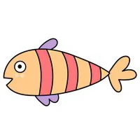 Цветной вариант раскраски рыбка