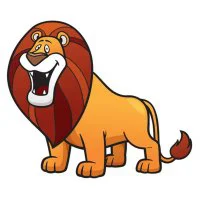 Цветной вариант раскраски по точкам для детей лев