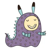 Цветной вариант раскраски смешной монстр