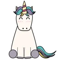 Цветной вариант раскраски единорог для детей