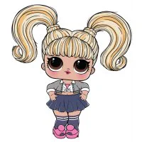 Цветной вариант раскраски куклы лол упс бэйби с двумя хвостиками