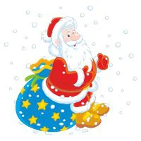 Цветной вариант раскраски дед мороз и мешок подарков