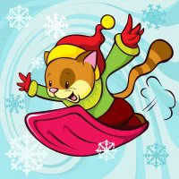 Цветной пример раскраски новогодний кот