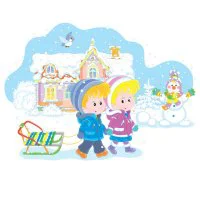 Цветной вариант раскраски веселые зимние детские забавы