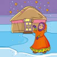 Цветной вариант раскраски зимняя юрта