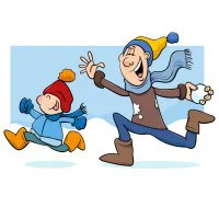 Цветной вариант раскраски зимние развлечения