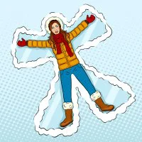 Цветной пример раскраски снежный ангел