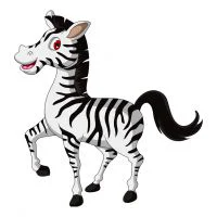 Цветной вариант раскраски зебра хвостиком виляет