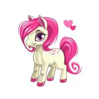 Цветной вариант раскраски пони с розовой гривой