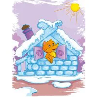 Цветной вариант раскраски зимний теремок