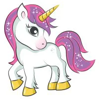 Цветной вариант раскраски пони единорог милый  для девочек