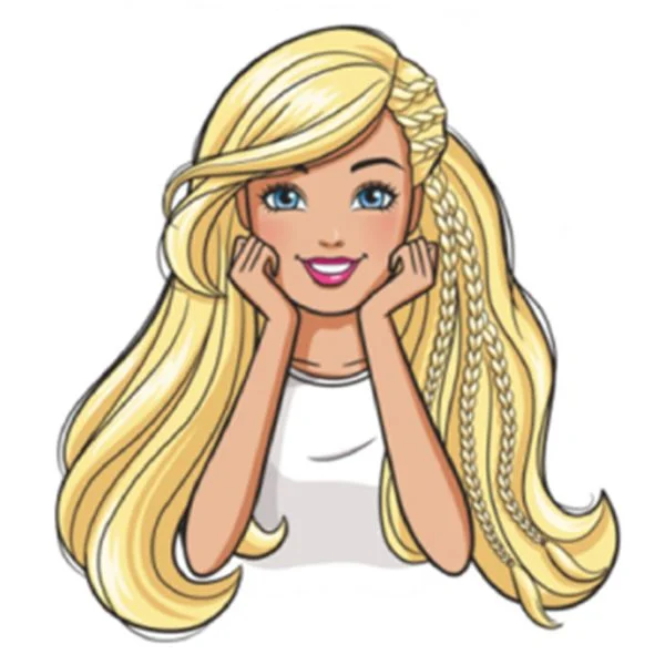 Цветной вариант раскраски барби с длинными волосами