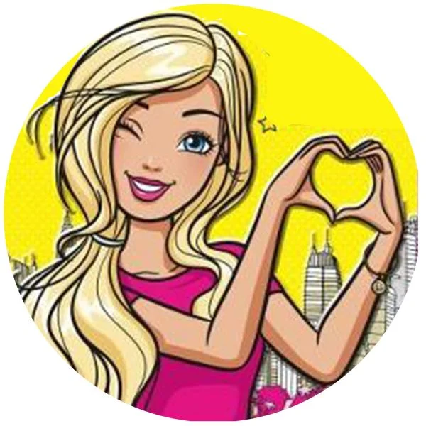 Цветной вариант раскраски барби красивая с сердечком