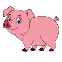 Цветной вариант раскраски поросенок