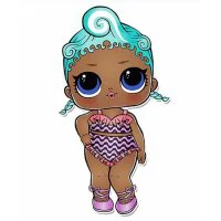 Цветной вариант раскраски кукла лол в купальнике драгоценаая