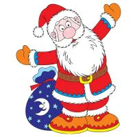 Цветной вариант раскраски дед мороз с новым годом