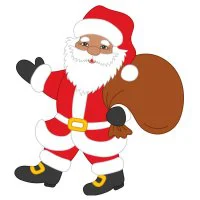 Цветной вариант раскраски дед мороз для детей