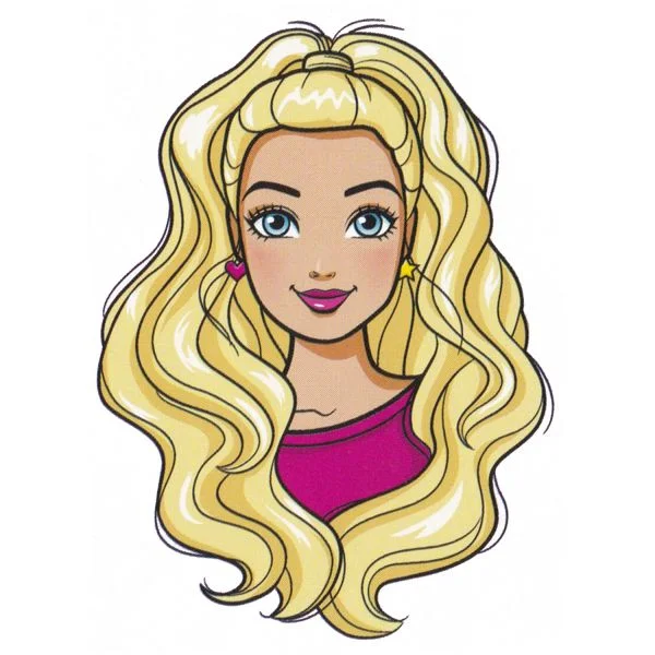 Цветной вариант раскраски красивая кукла барби с хвостиком