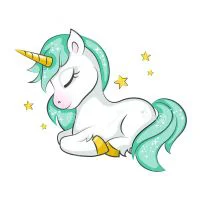 Цветной вариант раскраски красивый единорог спит