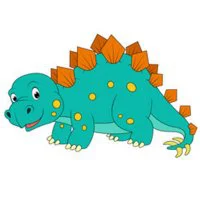 Цветной вариант раскраски очень милый динозавр