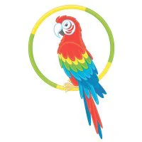 Цветной пример раскраски большой попугай