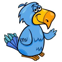 Цветной вариант раскраски смешной попугай