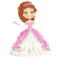 Цветной вариант раскраски принцесса в платье и короне