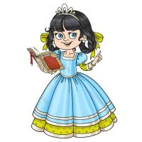 Цветной пример раскраски принцесса читает книгу