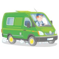 Цветной вариант раскраски газель с водителем