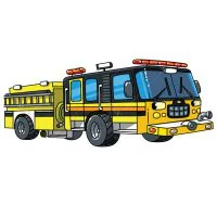 Цветной вариант раскраски большая пожарная