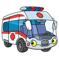 Цветной вариант раскраски скорая помощь