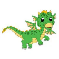 Цветной вариант раскраски малыш дракон